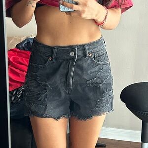 American Eagle Outfitters Dark Gray Distressed Jean Shorts
